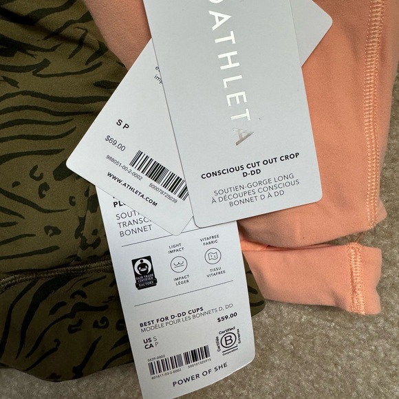 Athleta Set of 2 bras Conscious crop & transcend plunge D-DD+ Size S Like new - Picture 13 of 15